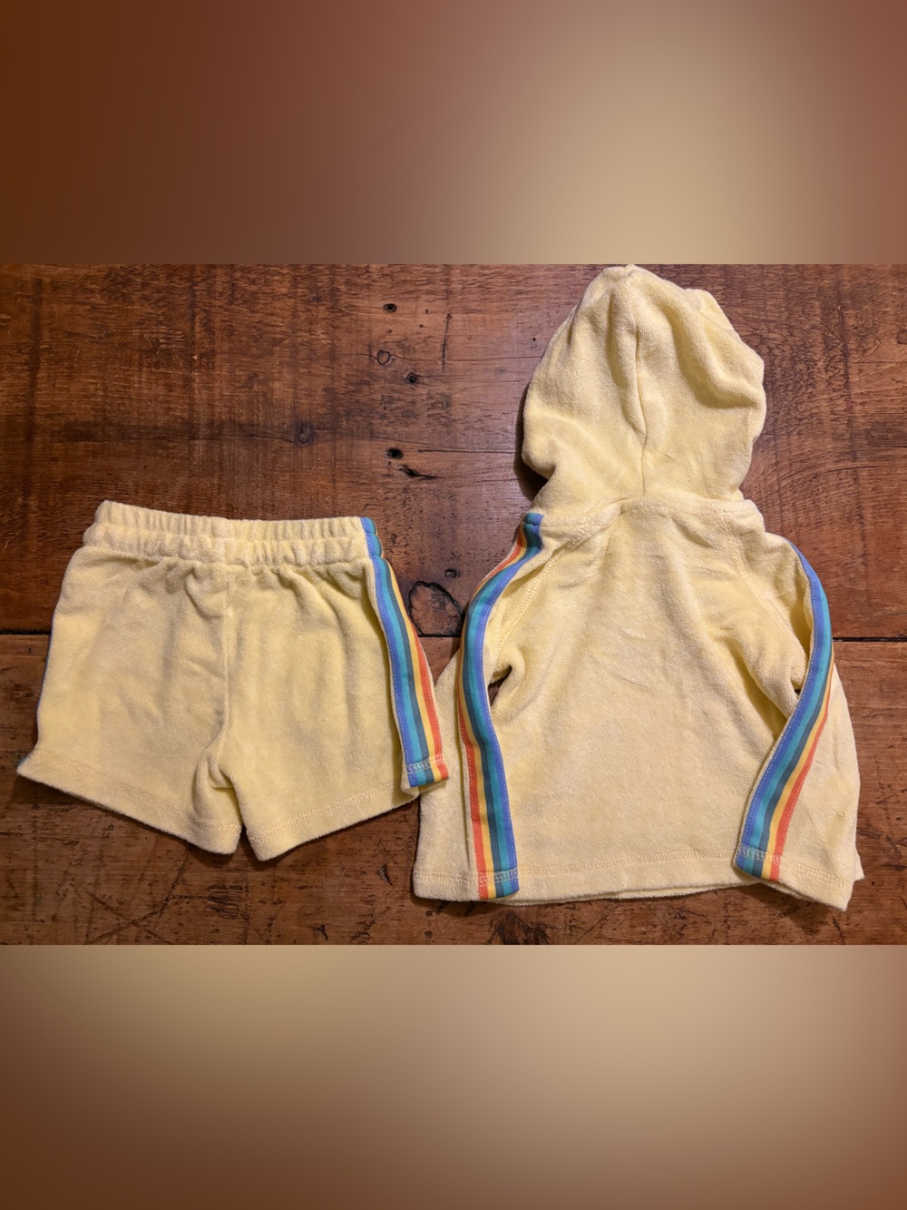 Hanna Andersson Terry Hoodie & Shorts Set with Rainbow Stripes - Picture 4 of 5
